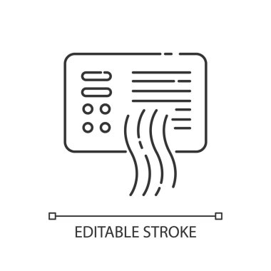 Hava kirliliği sensörü pikseli mükemmel doğrusal simge. Kirlenme filtresi. Bakım kontrolü. İnce çizgi özelleştirilebilir illüstrasyon. Contour sembolü. Vektör izole çizim. Düzenlenebilir vuruş