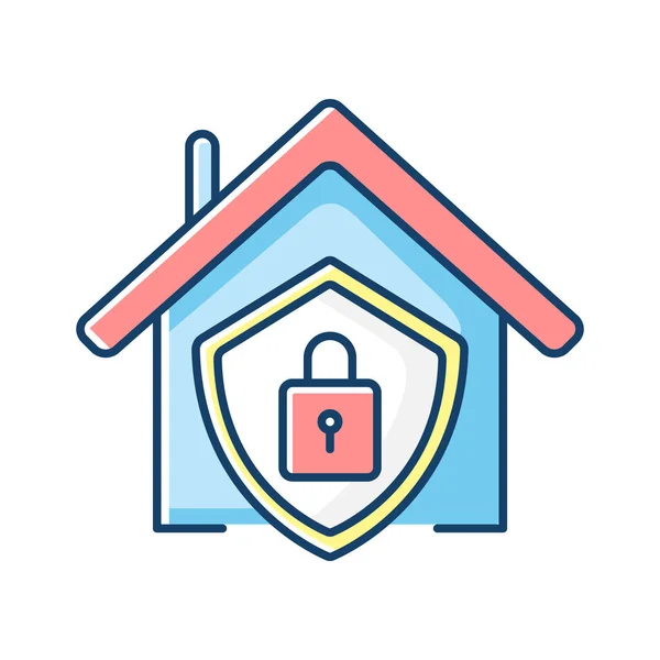 Sistema Seguridad Para Hogar Inteligente Icono Color Rgb Alarma Casa — Vector de stock
