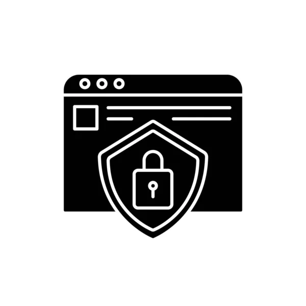 Social Network Account Security Black Glyph Icon Personal Internet Page — Stock Vector