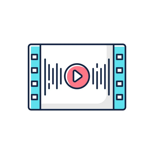 Muziekvideo Rgb Kleurenpictogram Audiospeler Geluidsequalizer Videografie Multimedia Songs Live Streaming — Stockvector