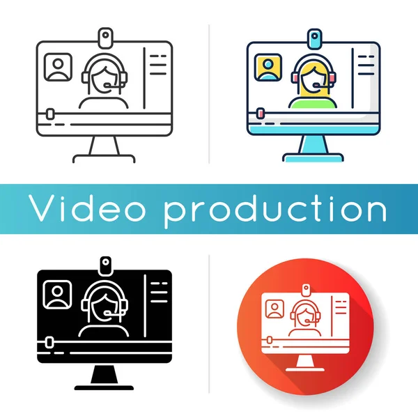 Webinarikonen Internetvideo Blogger Streamar Digitalt Innehåll Kurser Nätet Distansundervisning Linjär — Stock vektor