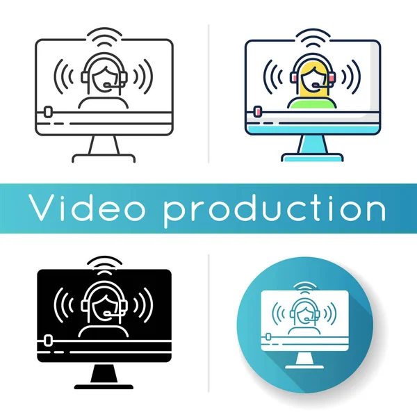 Webbstreamingikonen Videoblogg Vlogger Online Kanal Skapande Digitalt Innehåll Internet Live — Stock vektor