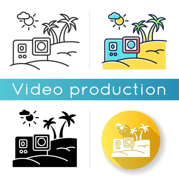 Resor Video Ikon Livsstil Blogg Foto Tropisk Badort Exotisk Semester — Stock vektor