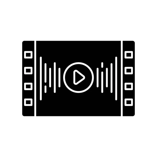 Musikvideo Schwarze Glyphen Ikone Audio Player Sound Equalizer Videografie Und — Stockvektor