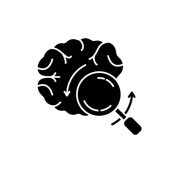 Odprawa Czarnej Ikony Glifów Analityczny Mózg Zbadaj Inteligentne Rozwiązanie Wiedza — Wektor stockowy