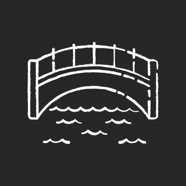 Brücke Kreideweißes Symbol Auf Schwarzem Hintergrund Ingenieur Struktur Für Fuß — Stockvektor
