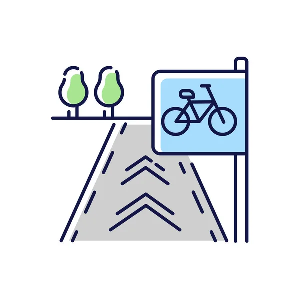 Bicycle Lane Ícone Cor Rgb Caminho Para Exercício Bicicleta Rua — Vetor de Stock
