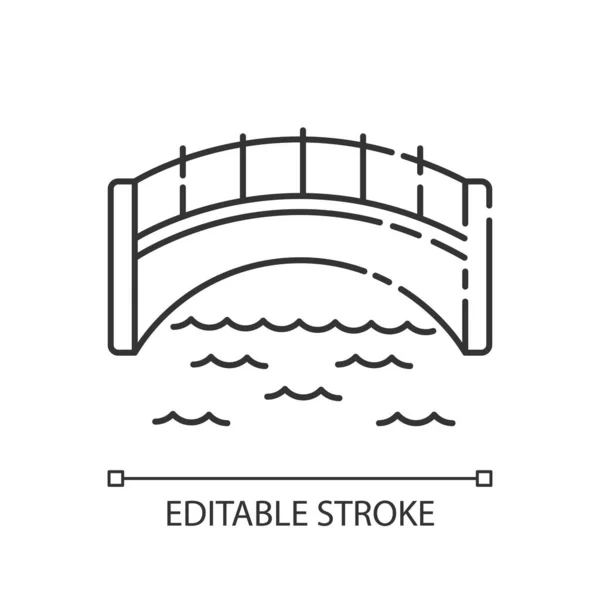 Pont Pixel Parfaite Icône Linéaire Structure Ingénieur Pour Marche Route — Image vectorielle