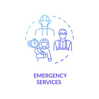 Acil servis konsepti simgesi. Tıbbi yardım. Ambulans ince çizgi çizimi. İtfaiyeci bölümü. Teknik kurtarma. Vektör izole edilmiş RGB renk çizimi