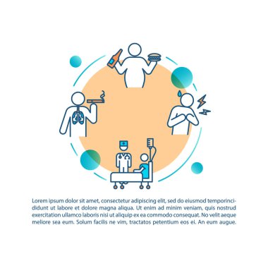 CVD erkek konsept ikonu için metin içeren bir risk. Kardiyovasküler hastalıklar faktörleri, sağlıksız yaşam tarzı PPT sayfa şablonu. Broşür, dergi, kitapçık tasarım ögesi doğrusal çizimler