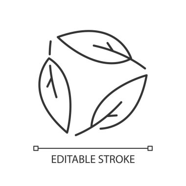 Ekoloji pikseli mükemmel doğrusal simge. Hayat bilimi. Çevre koruma ince çizgi özelleştirilebilir illüstrasyon. Contour sembolü. Bitki vektör izole çizim bırakır. Düzenlenebilir vuruş