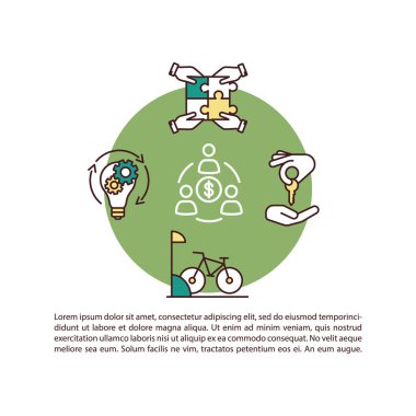 Metinli akran ekonomisi konsepti simgesi. İş yeniliği, P2P borç verme, kiralama hizmetleri ve birlikte çalışma. PPT sayfa vektör şablonu. Broşür, dergi, kitapçık tasarım ögesi doğrusal çizimler