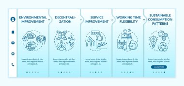 Akran ekonomisi vektör şablonunda yarar sağlar. Çevre ve hizmet kalitesinde iyileşme. Simgeli ilgili mobil web sitesi. Web sayfası basamak ekranları. RGB renk kavramı