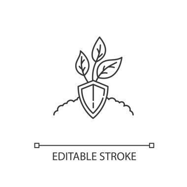 Doğa koruma pikseli mükemmel doğrusal simge. Ekosistemi korumak için koruma. İnce çizgi özelleştirilebilir illüstrasyon. Contour sembolü. Vektör izole çizim. Düzenlenebilir vuruş