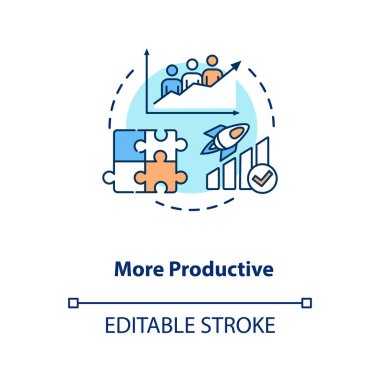 Daha üretken bir konsept ikonu. Çok ırklı bir grup. İş stratejisi verimliliği. Çok kültürlü takım fikri ince çizgi çizimi. Vektör izole edilmiş RGB renk çizimi. Düzenlenebilir vuruş