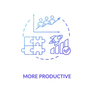 Daha üretken mavi gradyan konsept ikonu. Çok ırklı bir grup. İş stratejisi verimliliği. Çok kültürlü takım fikri ince çizgi çizimi. Vektör izole edilmiş RGB renk çizimi