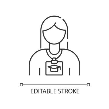 Stajyer pikseli mükemmel doğrusal simge. Stajyer için kurumsal eğitim. Şirkette eğitim. İnce çizgi özelleştirilebilir illüstrasyon. Contour sembolü. Vektör izole çizim. Düzenlenebilir vuruş