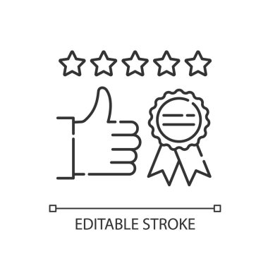 Marka görüntü pikseli mükemmel doğrusal simge. Müşteri memnuniyeti seviyesi. Şirket kimliği. İnce çizgi özelleştirilebilir illüstrasyon. Contour sembolü. Vektör izole çizim. Düzenlenebilir vuruş