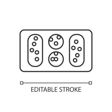 Mancala pikseli mükemmel doğrusal simge. Antika strateji masa oyunu, antik eğlence aktivitesi ince çizgi özelleştirilebilir illüstrasyon. Contour sembolü. Vektör izole çizim. Düzenlenebilir vuruş