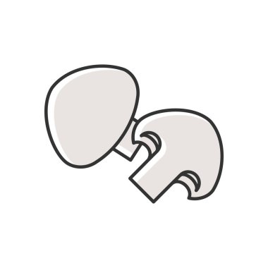 Mantar beyazı RGB renk simgesi. Pişirme yemeği için taze sebze. Markette ürün formu. Süpermarketten tam besin değeri olan sebze. Vejetaryen salata tarifi, şampiyon malzemesi. İzole vektör illüstrasyonu