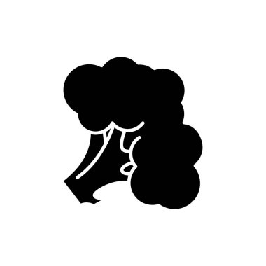 Brokoli siyah kabartma simgesi. Taze sebze. Tam vitaminli sebze. Marketten ürün al. Vejetaryen salata malzemesi. Beyaz uzayda siluet sembolü. Vektör izole illüstrasyonu