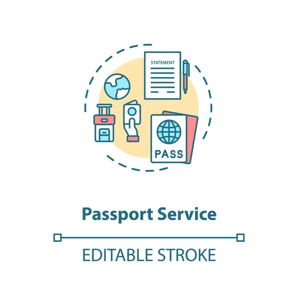 Εικονίδιο Έννοιας Υπηρεσίας Διαβατηρίων Ταξίδι Στο Εξωτερικό Αίτηση Θεώρησης Αεροπορικό — Διανυσματικό Αρχείο