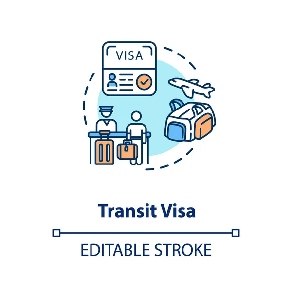 Transit Visa Concept Icon Abroad Travel Tourist Document Application Airport — Stock Vector