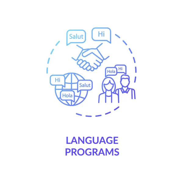 Icono Concepto Programas Idioma Lección Hablante Nativo Sociedad Multilingüe Lingüística — Vector de stock