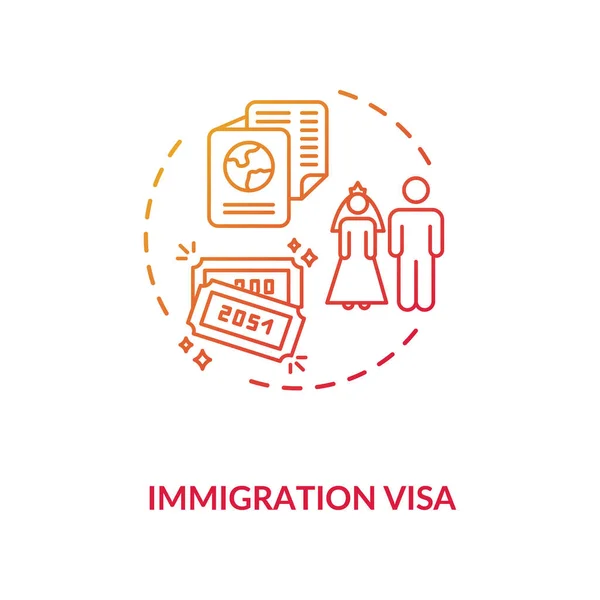 Иконка Иммиграционной Визы Правовая Миграция Границу Семейная Пара Жилых Документов — стоковый вектор