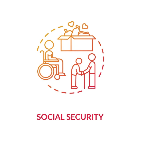 Ikona Koncepcji Zabezpieczenia Społecznego Ludzie Potrzebują Pomocy Emeryci Starsi Wspierają — Wektor stockowy