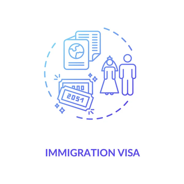 Bevándorlási Vízum Ikon Külföldi Legális Migráció Házaspár Állampolgársági Dokumentum Ötlet — Stock Vector