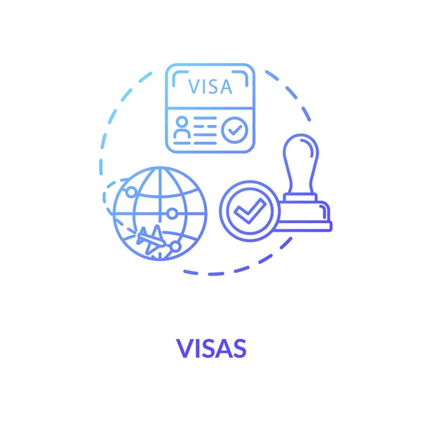 Icono Del Concepto Visa Viajar Extranjero Solicitud Documento País Extranjero — Vector de stock