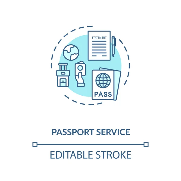Passport Service Concept Icon Abroad Travel Tourist Visa Application Airplane — Stock Vector