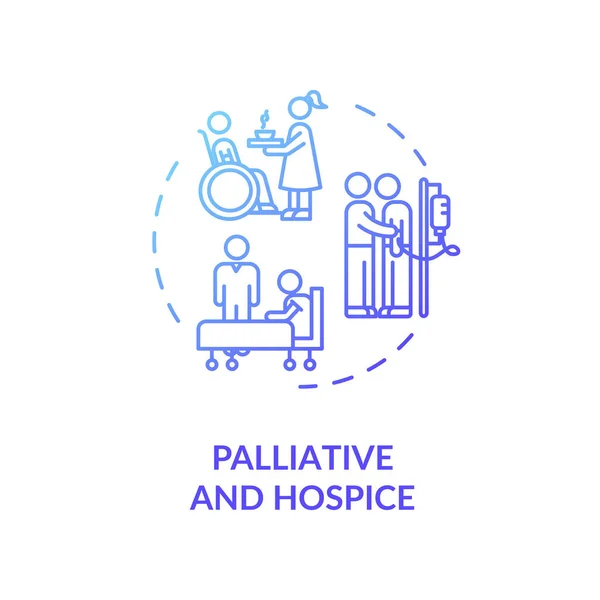 Palliativ Och Hospice Koncept Ikon Patient Med Kronisk Sjukdom Vårdgivare — Stock vektor
