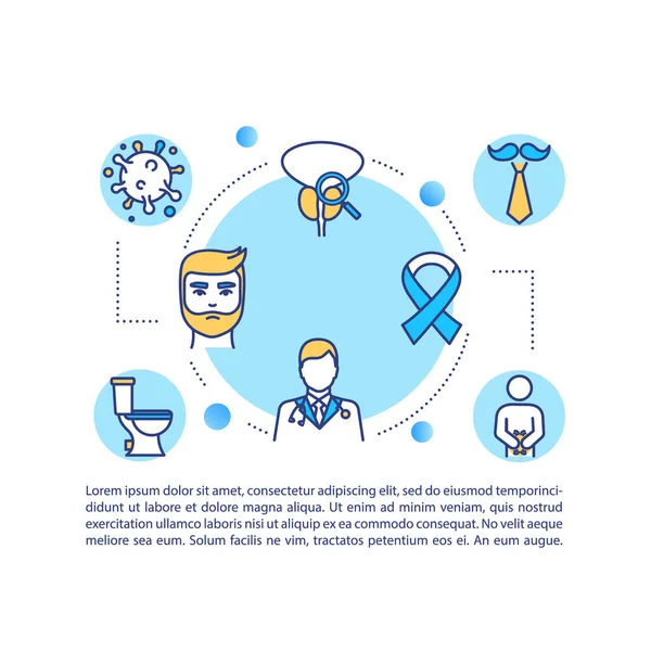 Icono Del Concepto Cáncer Próstata Con Texto Plantilla Vector Página — Vector de stock