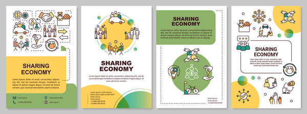 Sharing economy brochure template. Collaborative business model flyer, booklet, leaflet print, cover design with linear icons. Vector layouts for magazines, annual reports, advertising posters