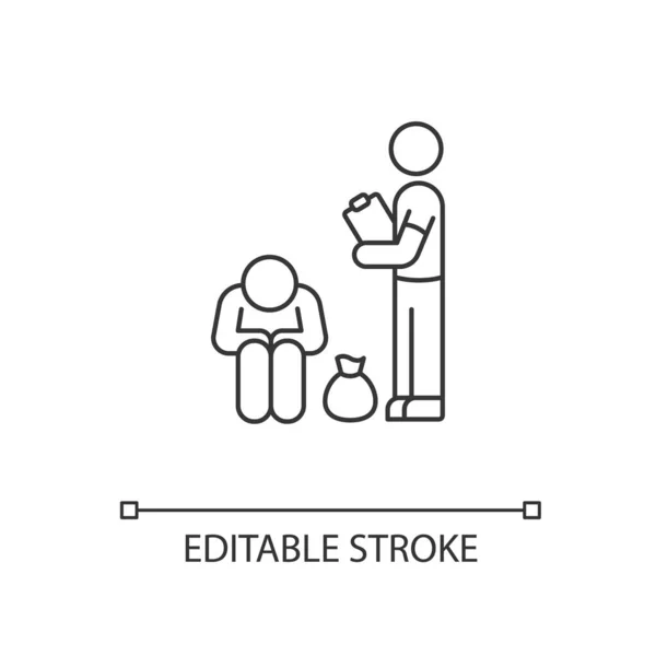 Dienst Voor Dakloze Pixel Perfecte Lineaire Pictogram Sociale Dienst Arme — Stockvector