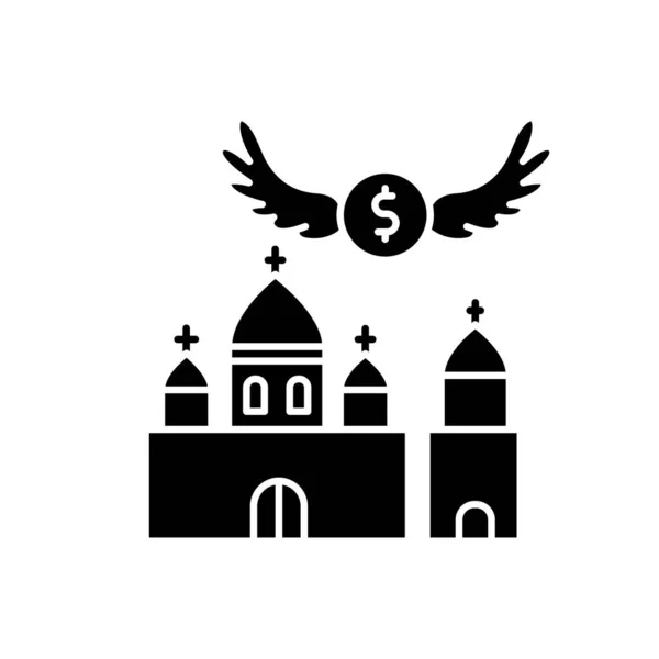 Icono Glifo Negro Donación Iglesia Caridad Para Comunidad Religiosa Contribución — Archivo Imágenes Vectoriales