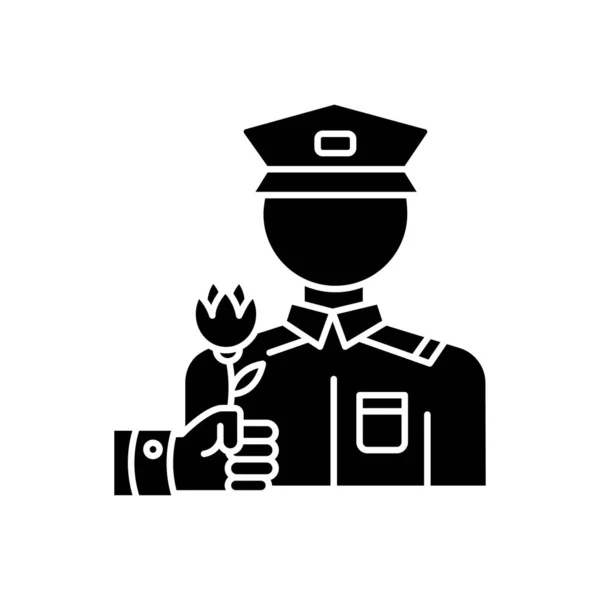 Ветерани Війни Благодійний Чорний Гліф Значок Допомога Військовослужбовцю Соціальна Допомога — стоковий вектор