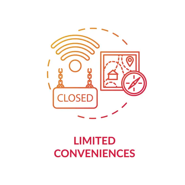 Confort Limité Icône Concept Rouge Inconfort Vie Campagne Longue Distance — Image vectorielle