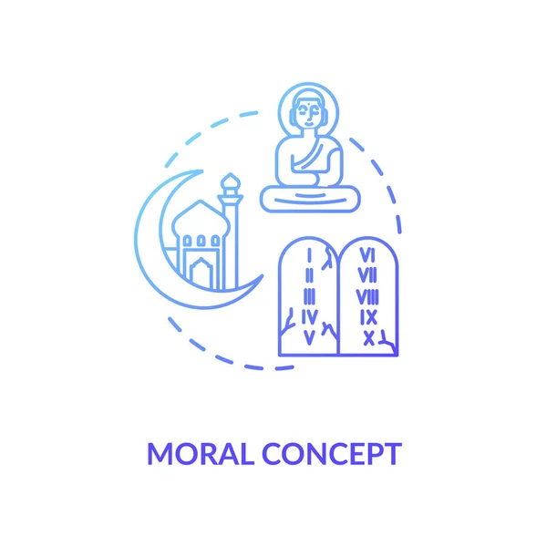 Icône Concept Dégradé Bleu Moral Diversité Culturelle Bouddhisme Christianisme Temple — Image vectorielle