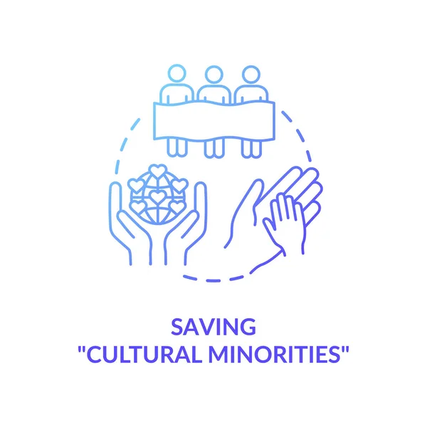 Salvar Las Minorías Culturales Icono Concepto Azul Sociedad Multiétnica Detener — Vector de stock
