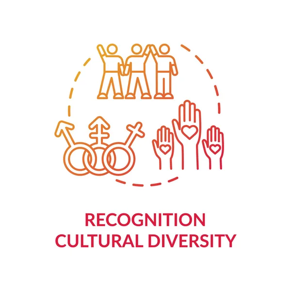 Reconocimiento Diversidad Cultural Icono Concepto Rojo Grupo Multirracial Igualdad Género — Vector de stock