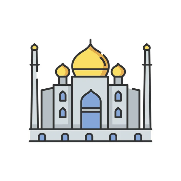 Taj Mahal Rgb Färgikon Vitt Marmormausoleum Indisk Kultur Historiskt Monument — Stock vektor
