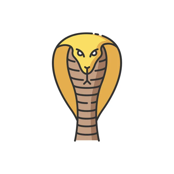 Rey Cobra Icono Color Rgb Hamadryad Serpiente Venenosa Con Capucha — Archivo Imágenes Vectoriales