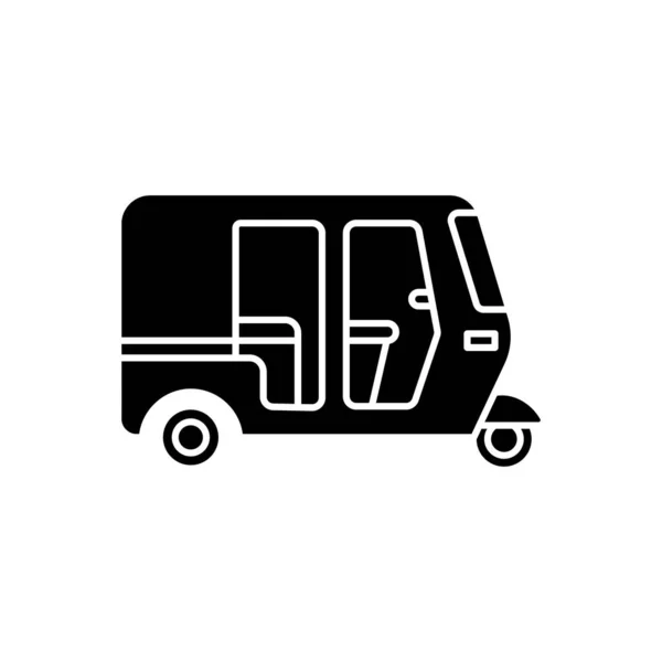 Auto Rickshaw Icono Glifo Negro Tuk Tuk Transporte Indio Vehículo — Vector de stock