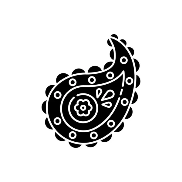 Paisley Pattern Black Glyph Icon Pine Cone Shape Zoroastrianism Religion — Stock Vector