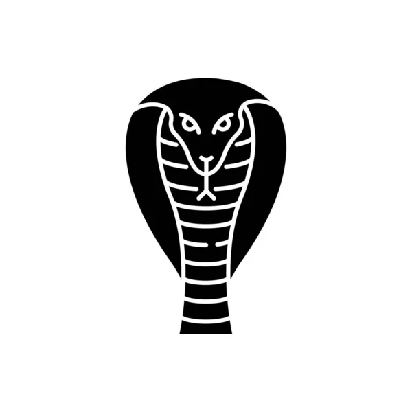 Чорна Символа Кобри Короля Хамадріада Жахлива Змія Капюшоном Небезпечний Рептилій — стоковий вектор