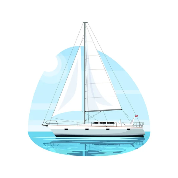 Regatta Auf Meereswellen Semi Flache Vektorillustration Luxus Boot Für Eine — Stockvektor