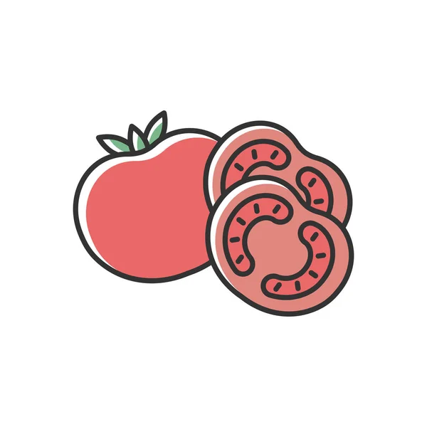 Ícone Cor Rgb Vermelho Tomate Receita Molho Ketchup Legumes Frescos — Vetor de Stock